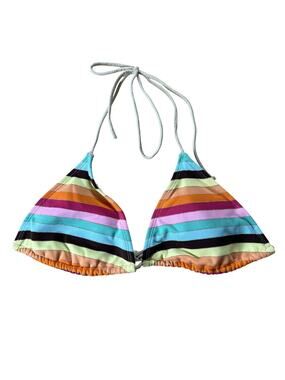 INMOCEAN Swim Top Womens S Multicolor Striped Triangle Lined Halter Adjustable